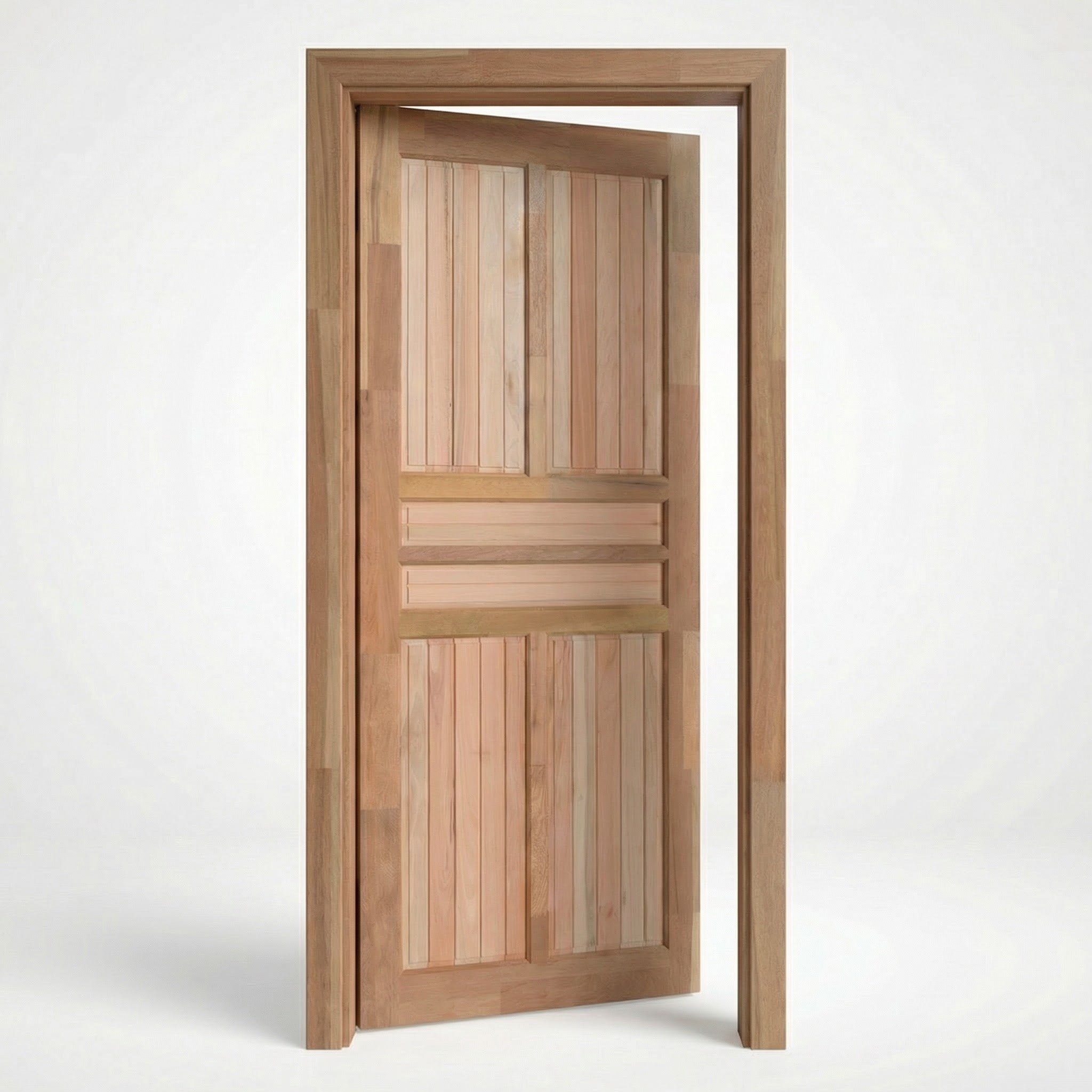 Porta Externa de Madeira Americana Eucalipto Fingada | Tipo 2 | Natural