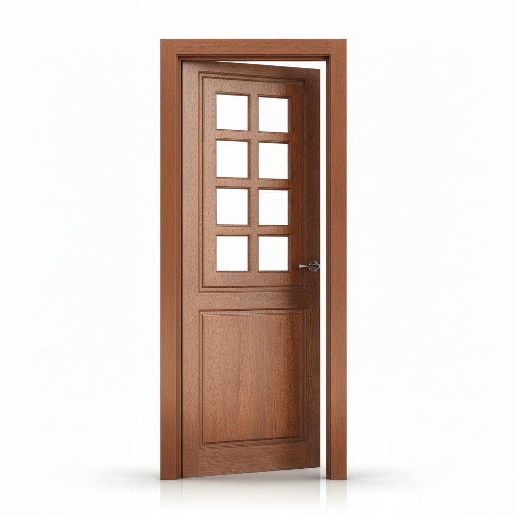 Porta Externa de Madeira Cedro Alagoano | Ref 28 | Com Vidro | Com Selador