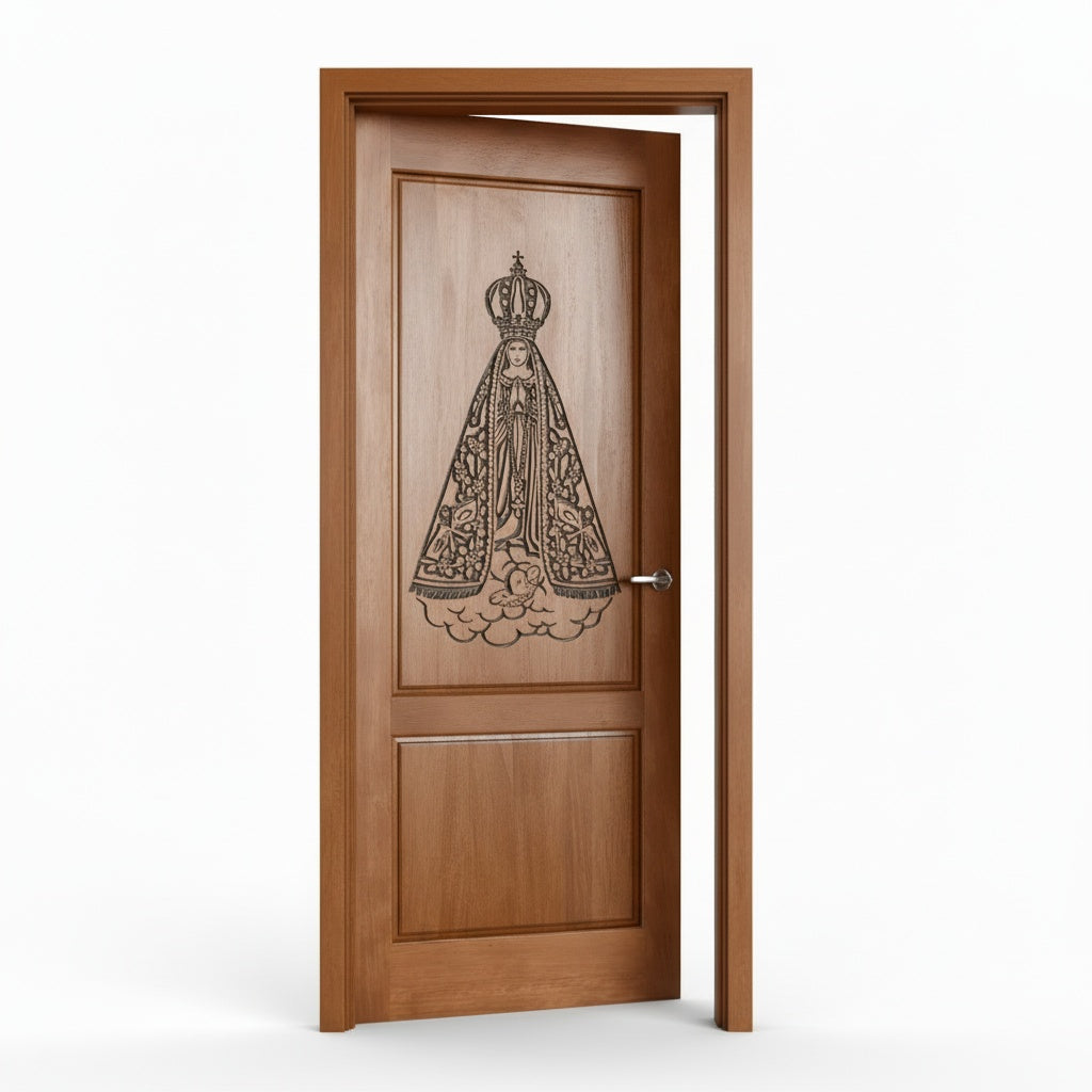 Porta Externa de Madeira Cedro Alagoano Entalhada | Ref 177 | Com Selador