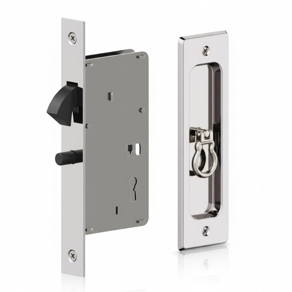 Fechadura para Porta de Correr | Concha Bico de Papagaio | Inox