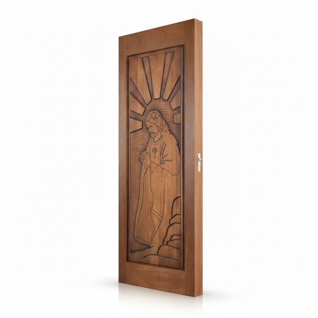 Porta Externa de Madeira Cedro Alagoano Entalhada | Ref 195 | Com Selador