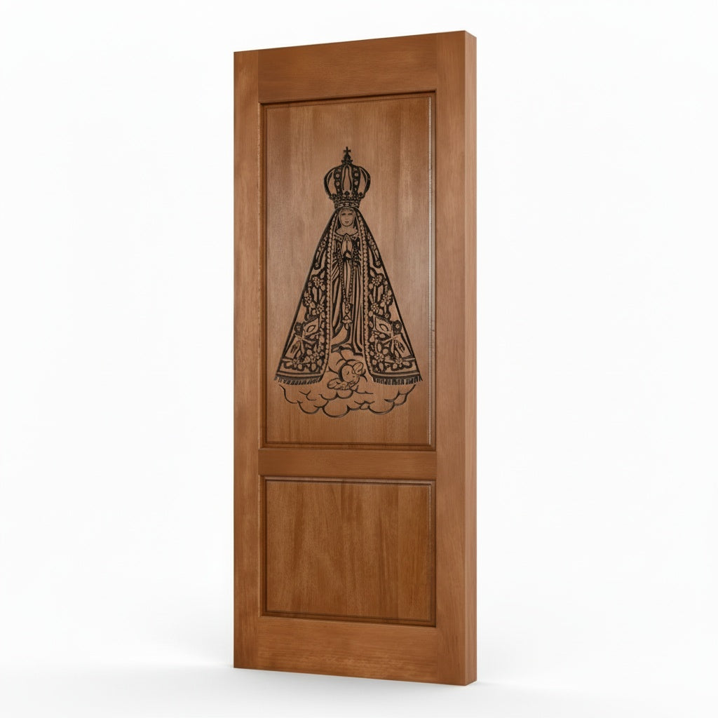 Porta Externa de Madeira Cedro Alagoano Entalhada | Ref 177 | Com Selador