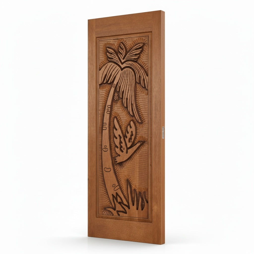 Porta Externa de Madeira Cedro Alagoano Entalhada | Ref 100 | Com Selador