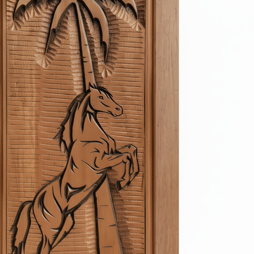 Porta Externa de Madeira Cedro Alagoano Entalhada | Ref 155 | Com Selador