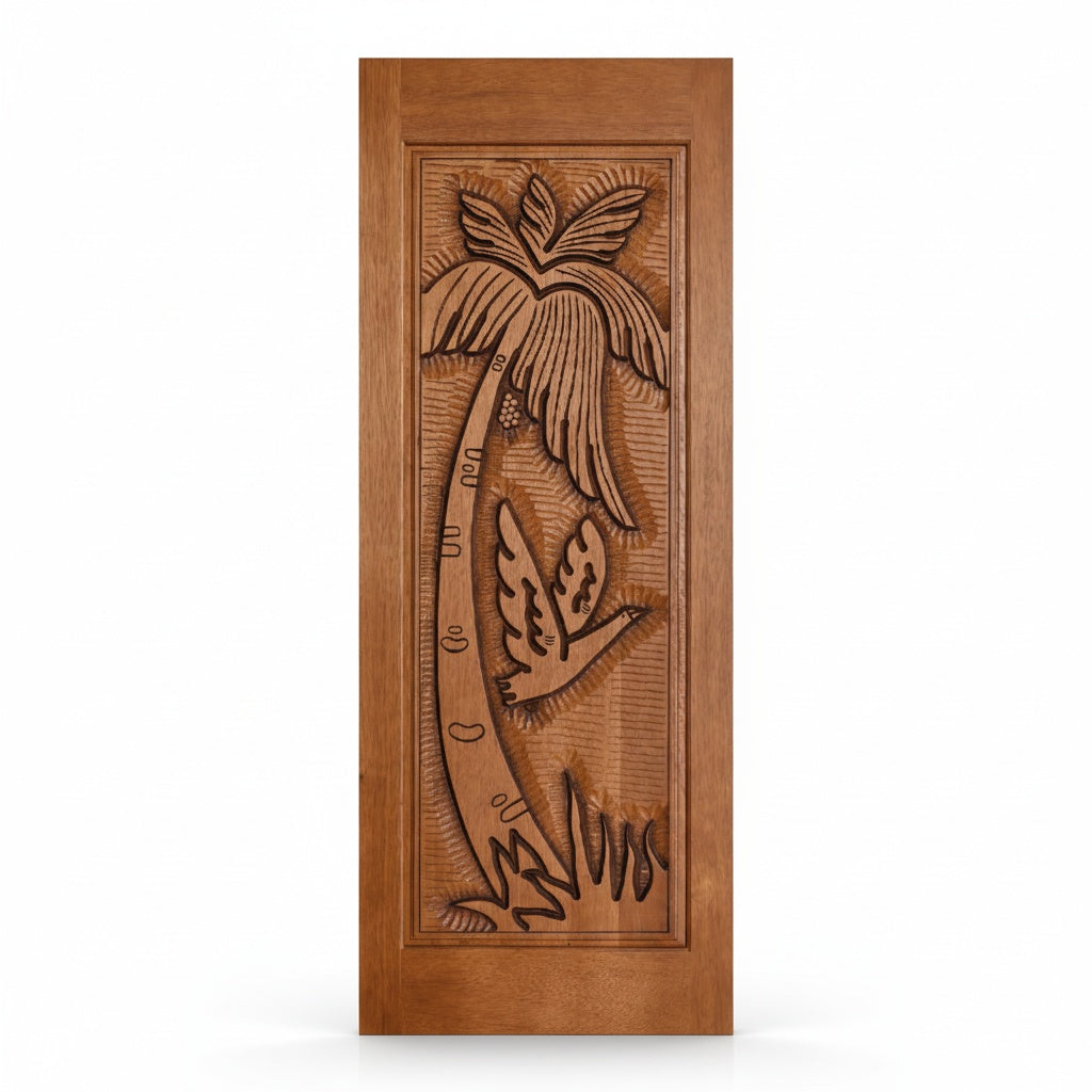 Porta Externa de Madeira Cedro Alagoano Entalhada | Ref 100 | Com Selador