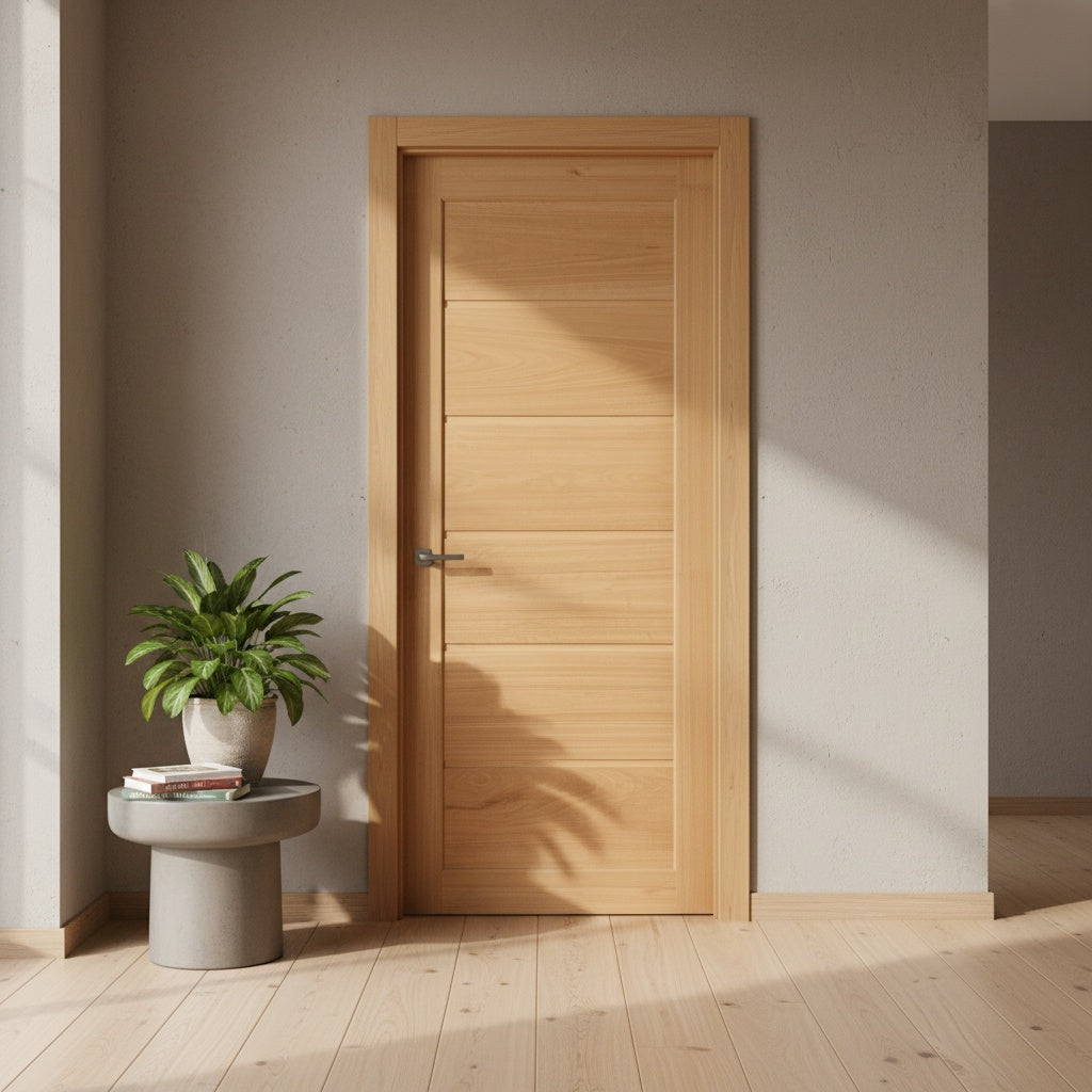 Porta Externa de Madeira Eucalipto Fingada | Ref 54 | Natural