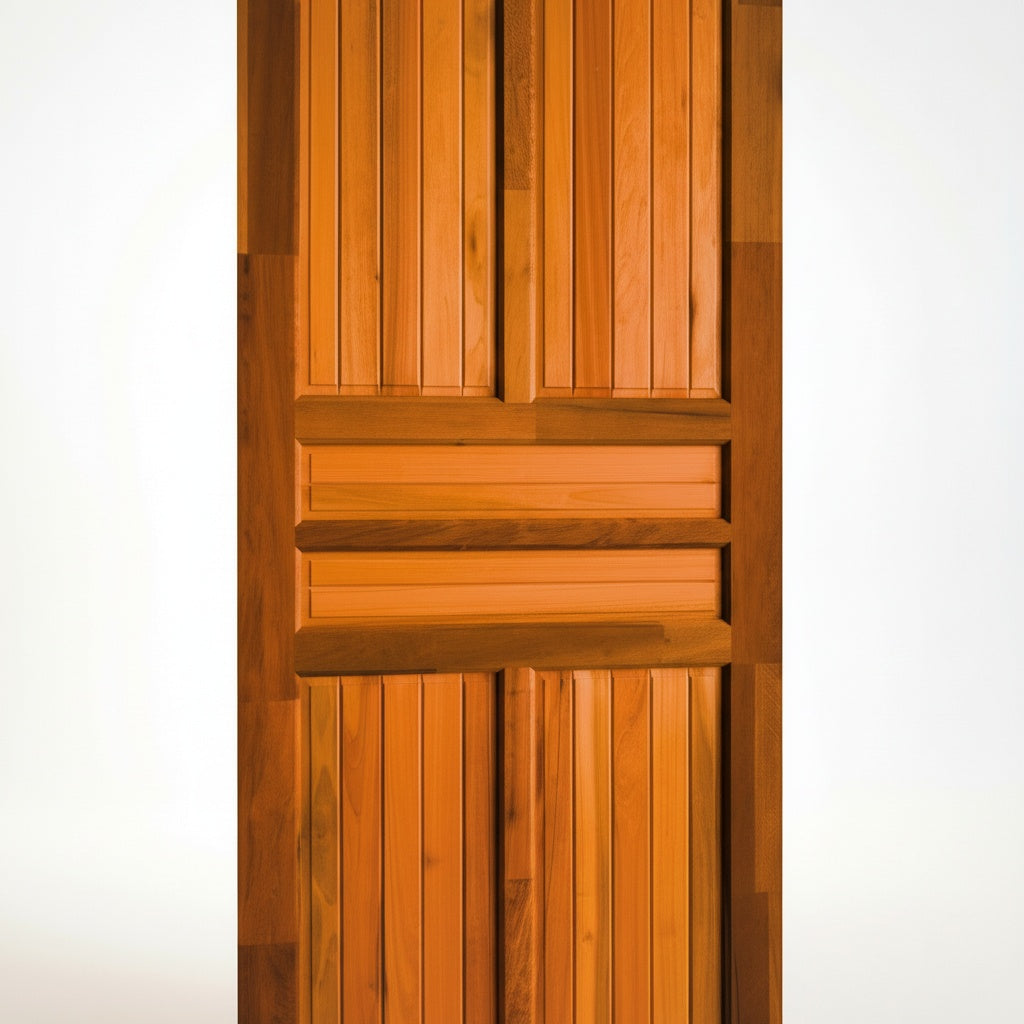 Porta Externa de Madeira Americana Eucalipto Fingada | Tipo 2 | Com Selador