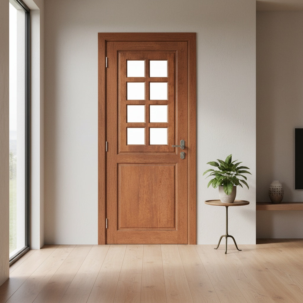 Porta Externa de Madeira Cedro Alagoano | Ref 28 | Com Vidro | Com Selador