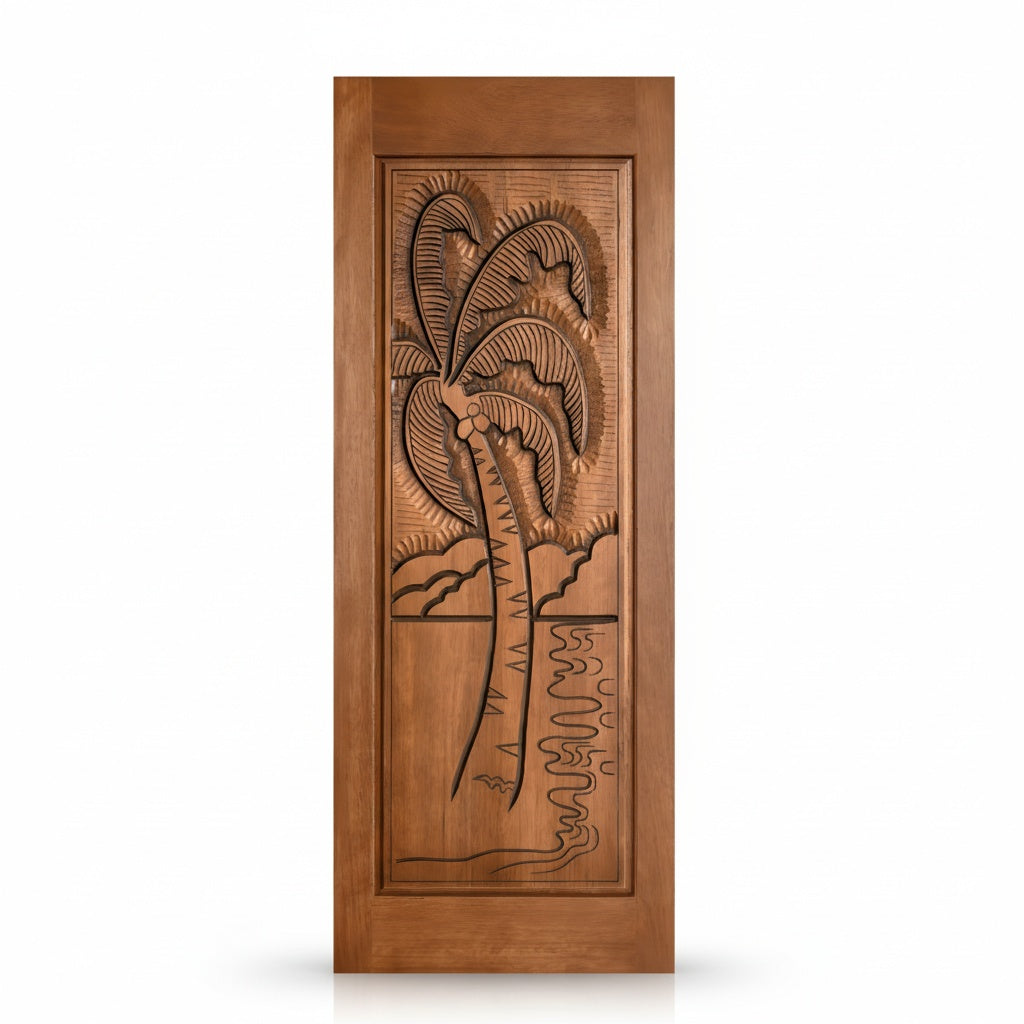 Porta Externa de Madeira Cedro Alagoano Entalhada | Ref 210 | Com Selador