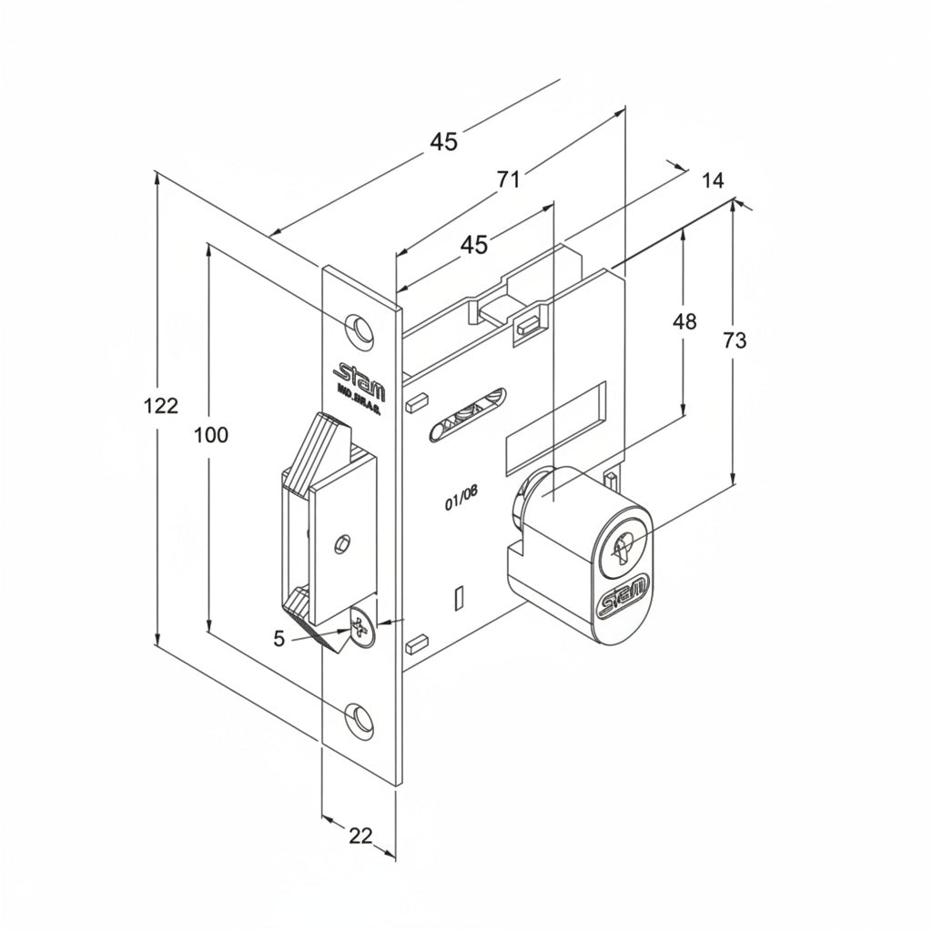Fechadura 1006 | Porta de Bater ou Correr