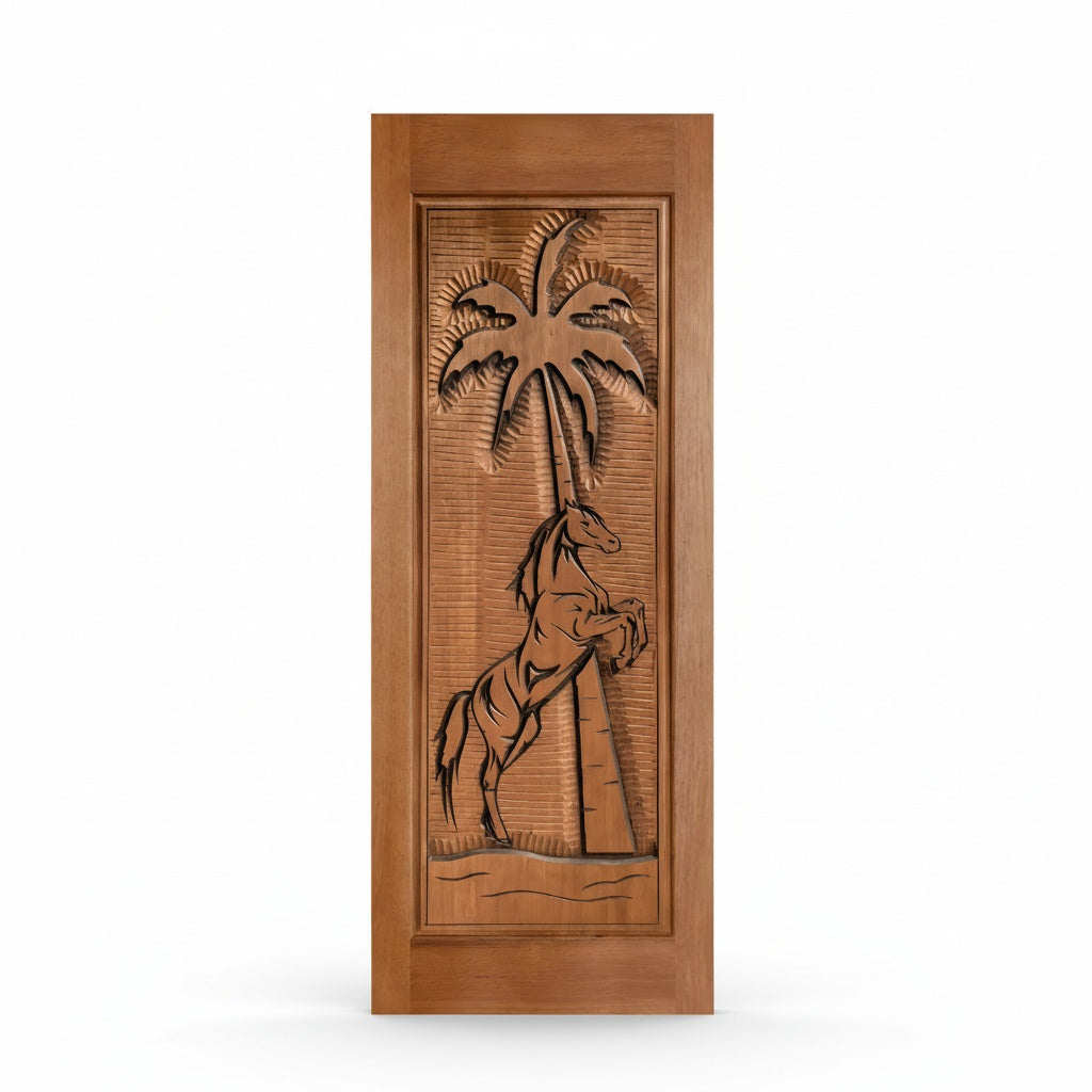 Porta Externa de Madeira Cedro Alagoano Entalhada | Ref 155 | Com Selador