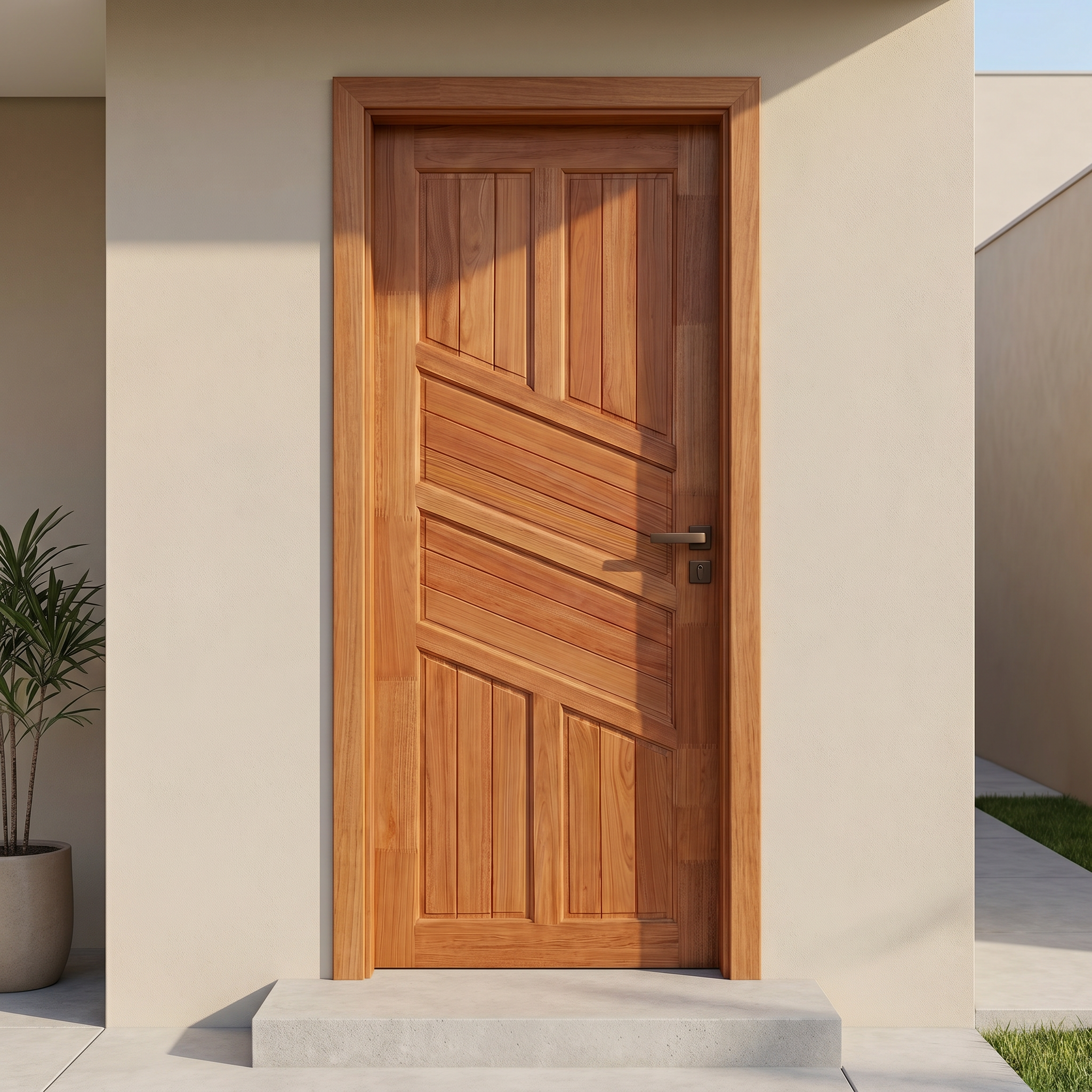 Porta Externa de Madeira Eucalipto Fingada | Ref 02 | Com Selador