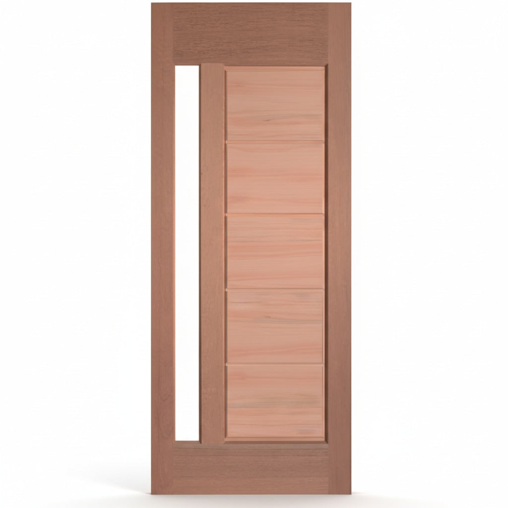 Porta Externa de Madeira Eucalipto Fingada | Ref 31 | Vidro Reto | Natural