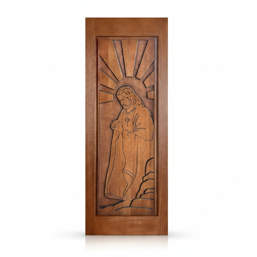 Porta Externa de Madeira Cedro Alagoano Entalhada | Ref 195 | Com Selador