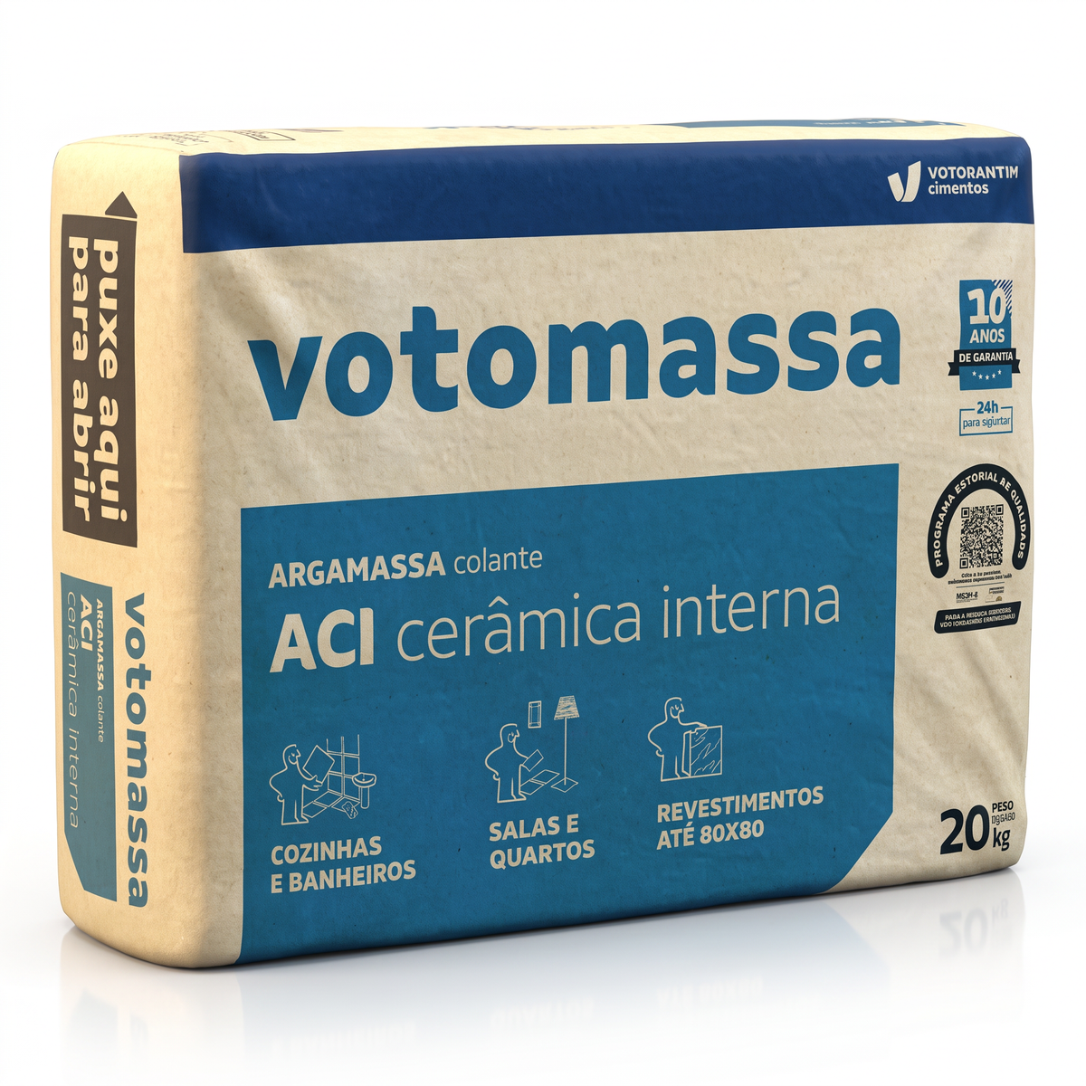 Argamassa AC-I Votomassa cinza de 20 kg, para assentamento de cerâmicas em ambientes internos.