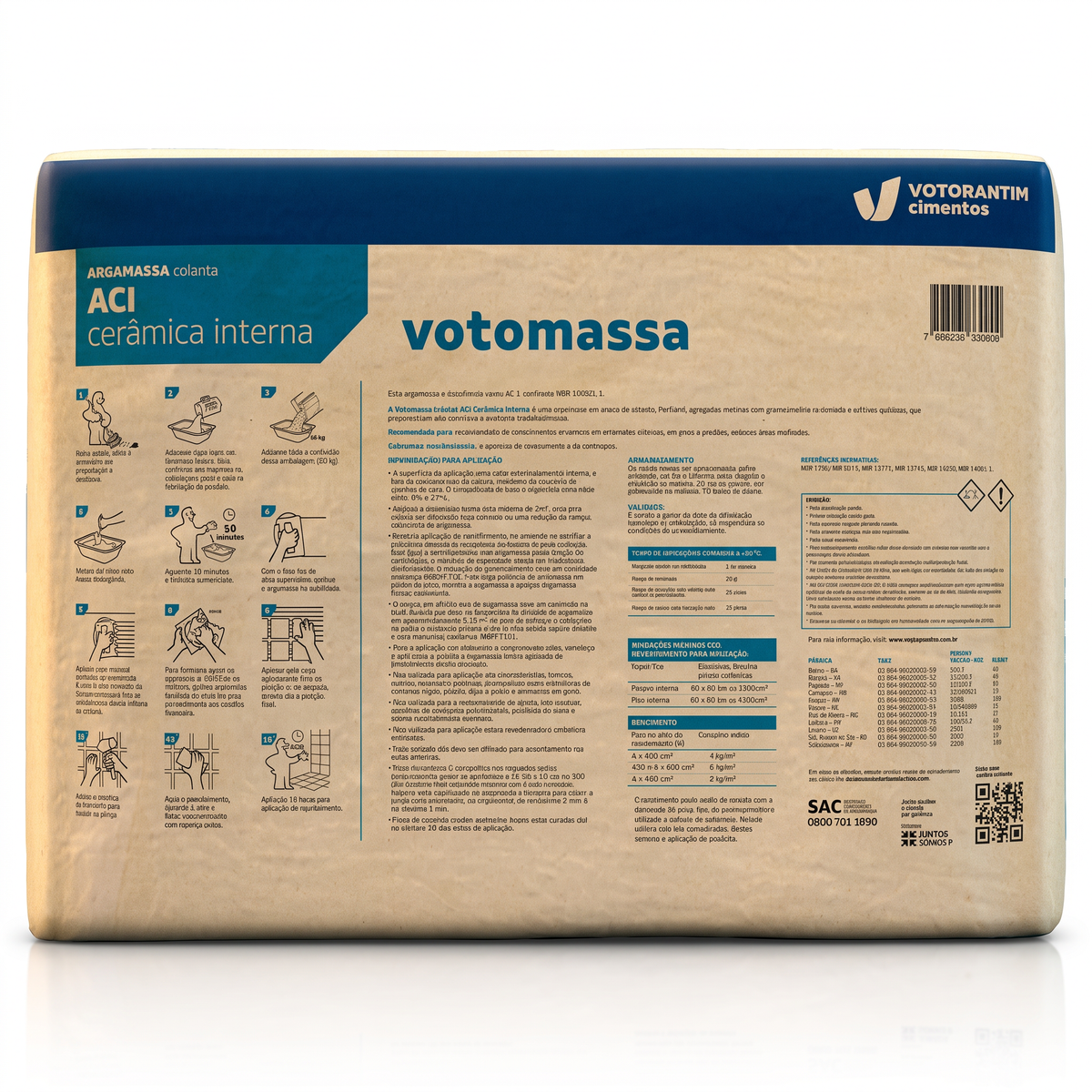 Argamassa AC-I Votomassa cinza de 20 kg, colante para pisos e paredes internos.