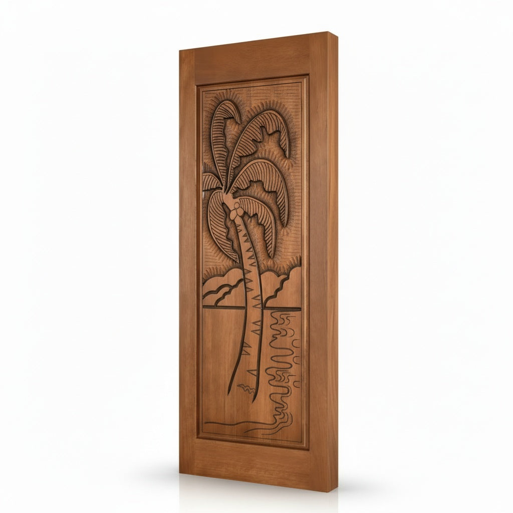 Porta Externa de Madeira Cedro Alagoano Entalhada | Ref 210 | Com Selador