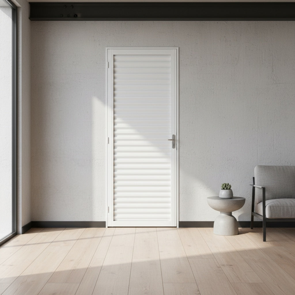 Porta com Caixilho de Aço Branco Laminado Reforçado | 215 X 6,5 CM