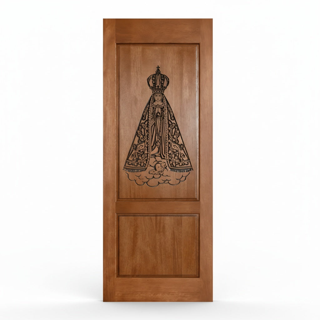 Porta Externa de Madeira Cedro Alagoano Entalhada | Ref 177 | Com Selador