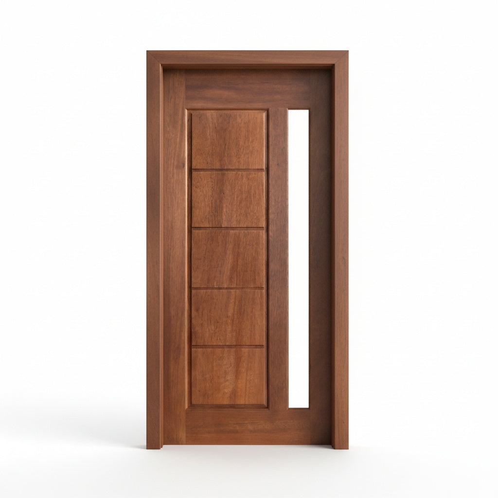 Porta Externa de Madeira Cedro Alagoano | Ref 31 | Vidro Reto | Com Selador