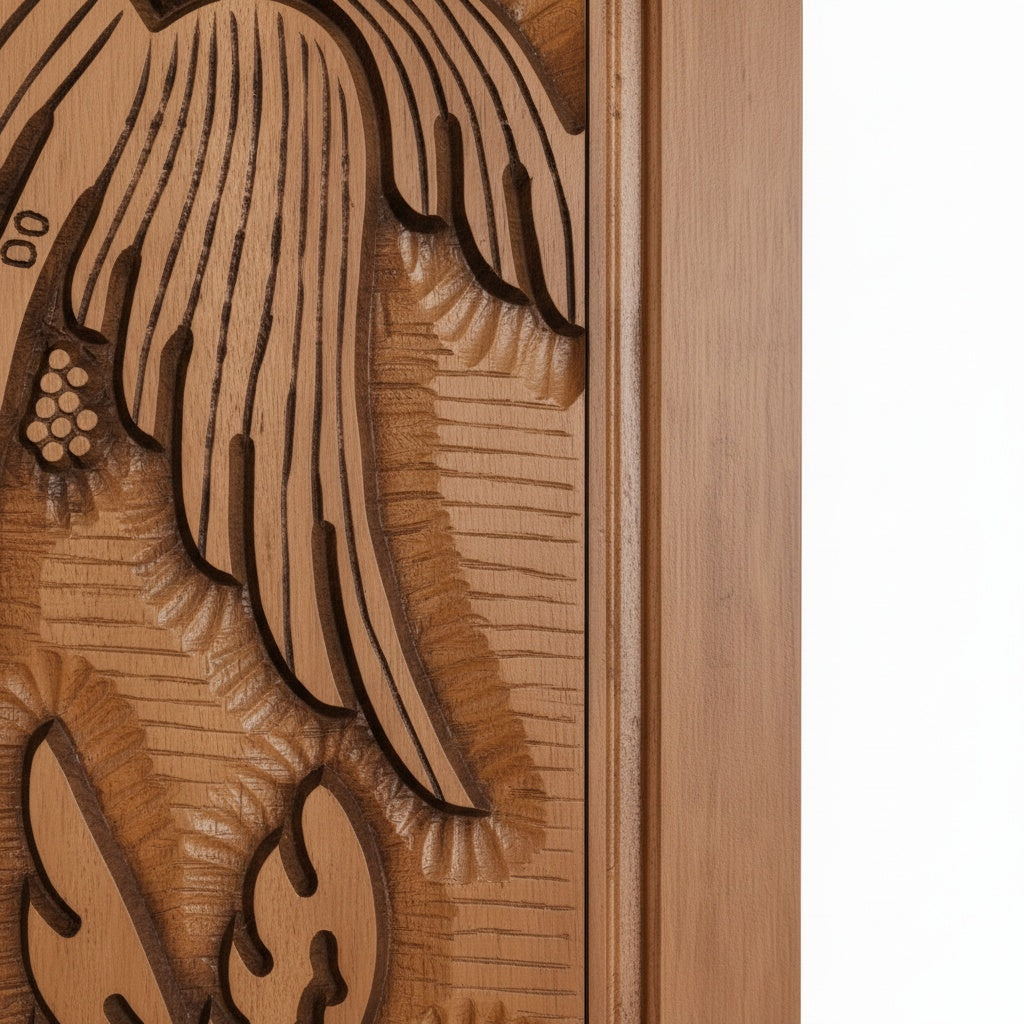 Porta Externa de Madeira Cedro Alagoano Entalhada | Ref 125 | Com Selador