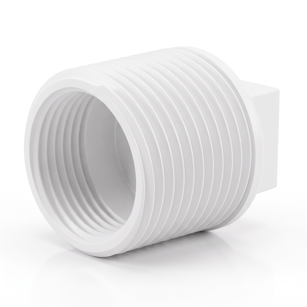 Plug roscável Plastilit, com rosca externa para encaixe na conexão.