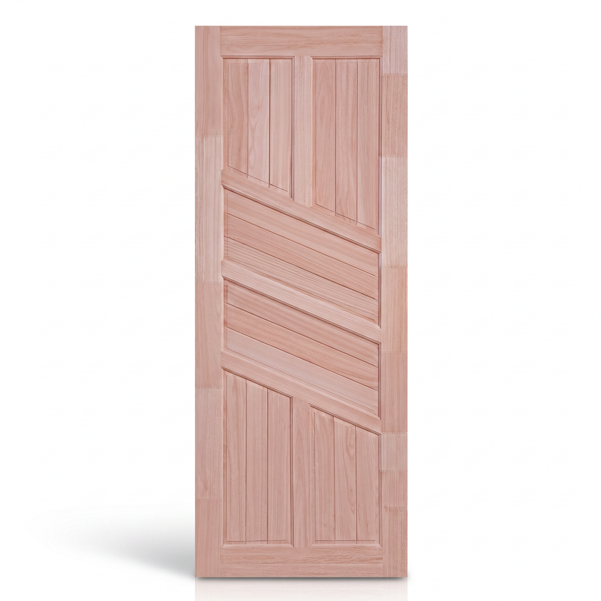 Porta externa de Eucalipto Fingado natural Ref. 02, vista principal da folha e do desenho