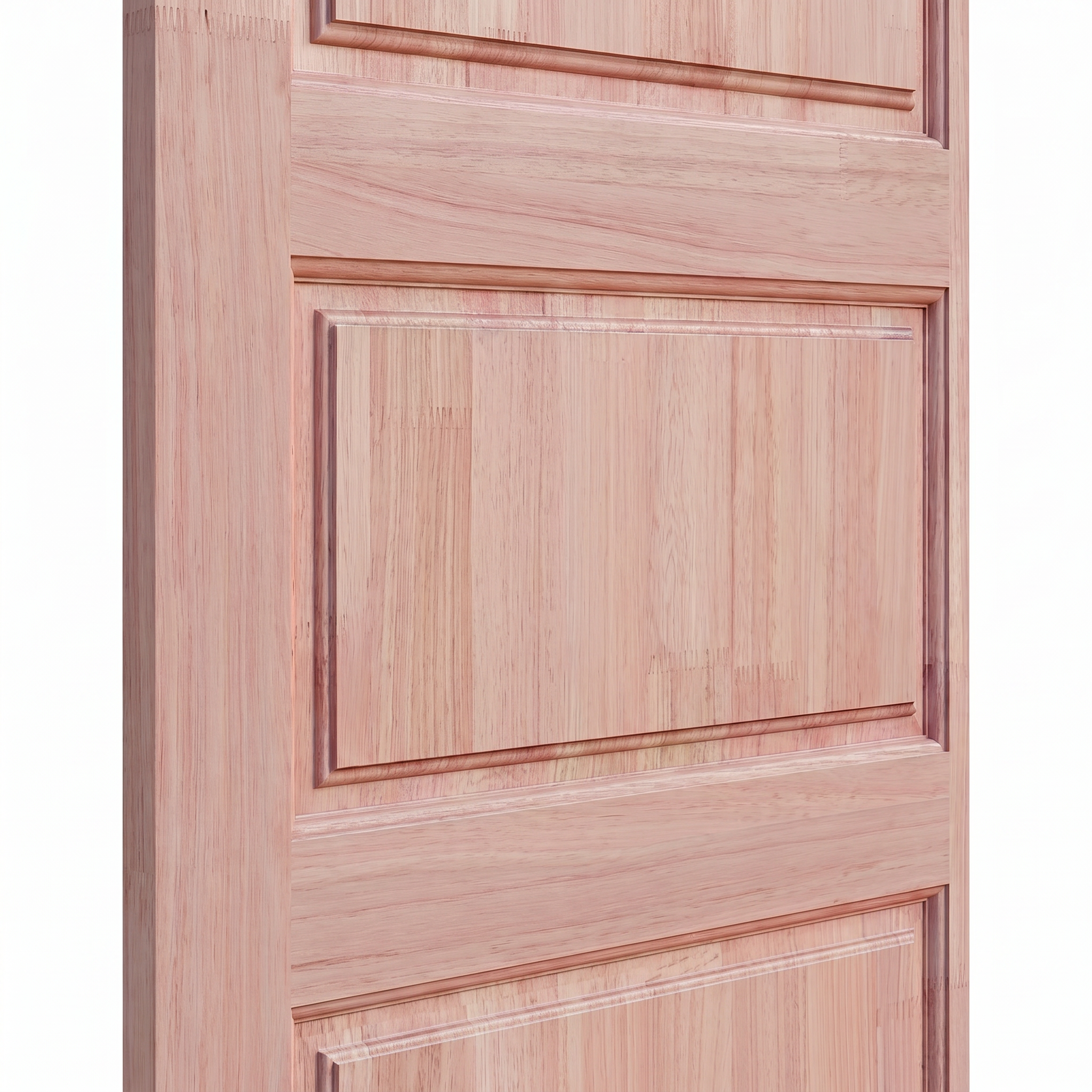 Estrutura e acabamento da porta externa de eucalipto fingado natural Ref. 33.