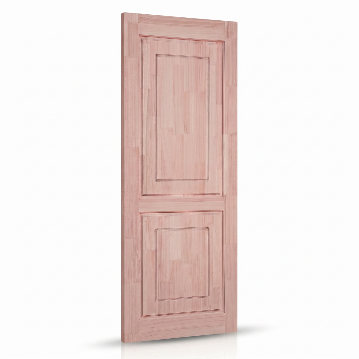 Detalhe da porta externa de eucalipto fingado natural Ref. 68, mostrando as proporções.