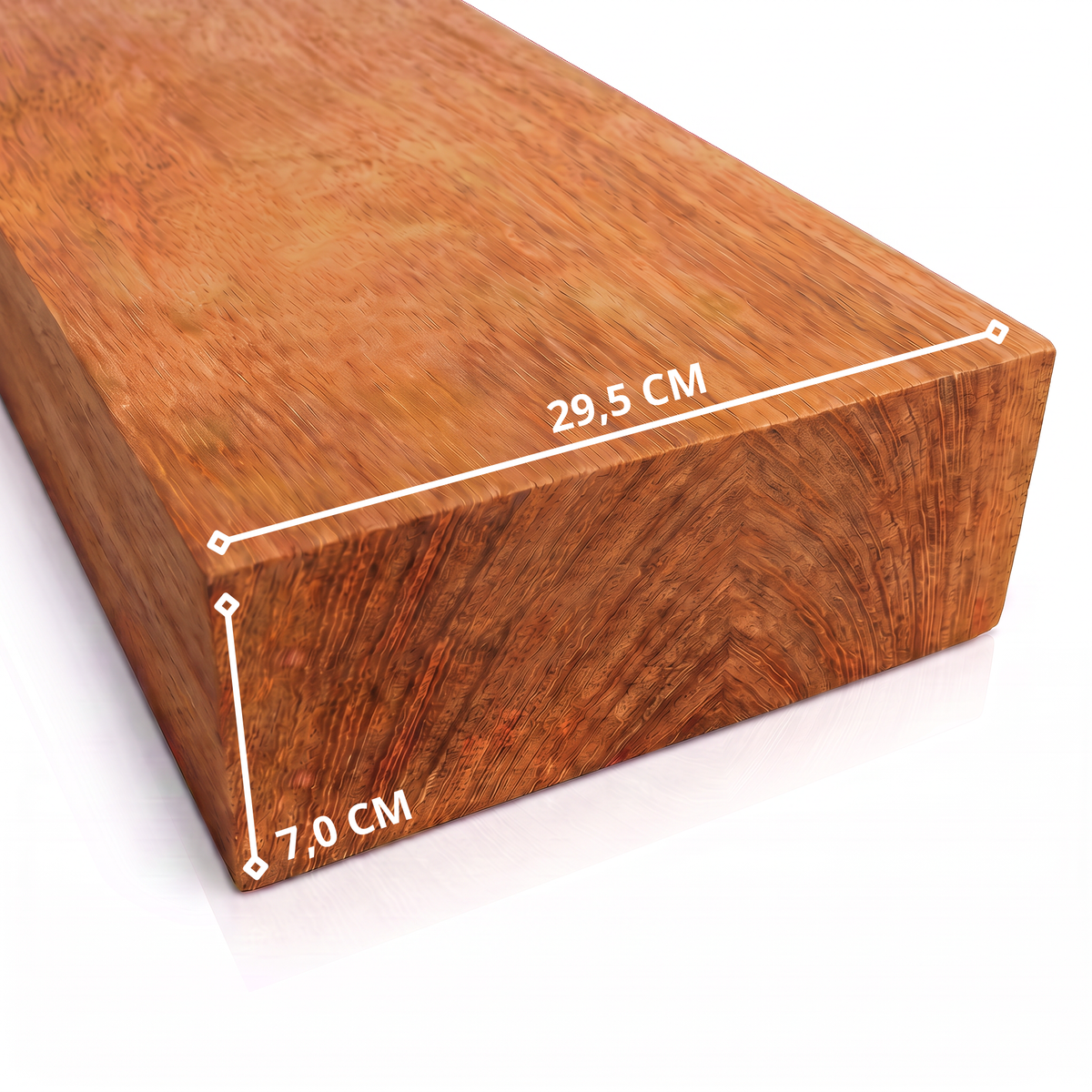 Prancha de madeira Cambará 7 x 29,5 cm (3x12), indicada para estruturas de maior porte e projetos resistentes.