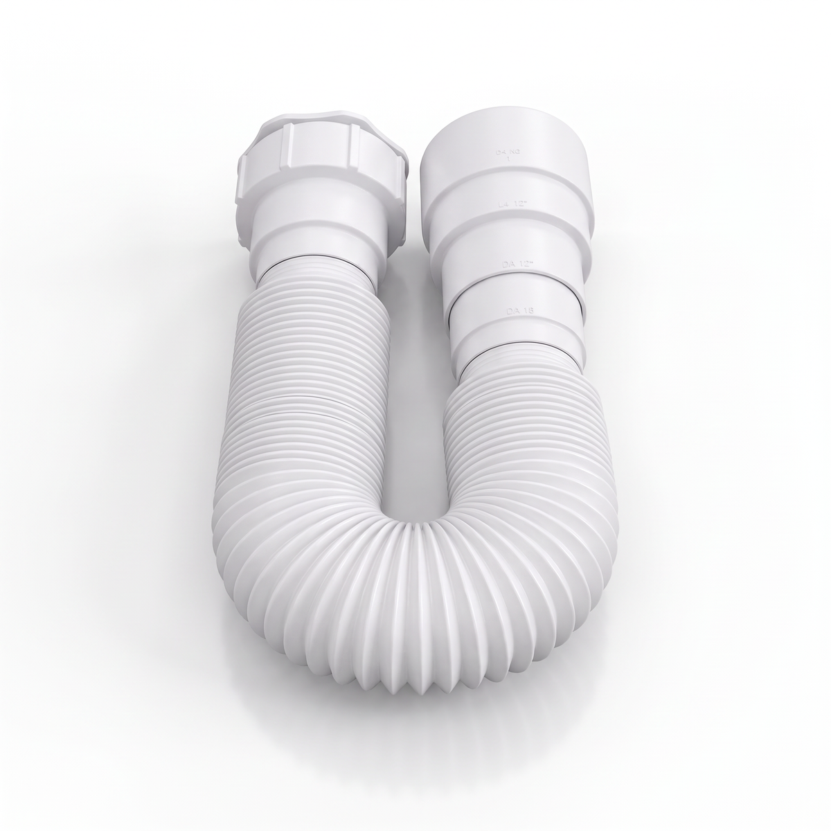 Sifão extensível universal Plastilit branco, com corpo ajustável ao espaço sob a cuba.