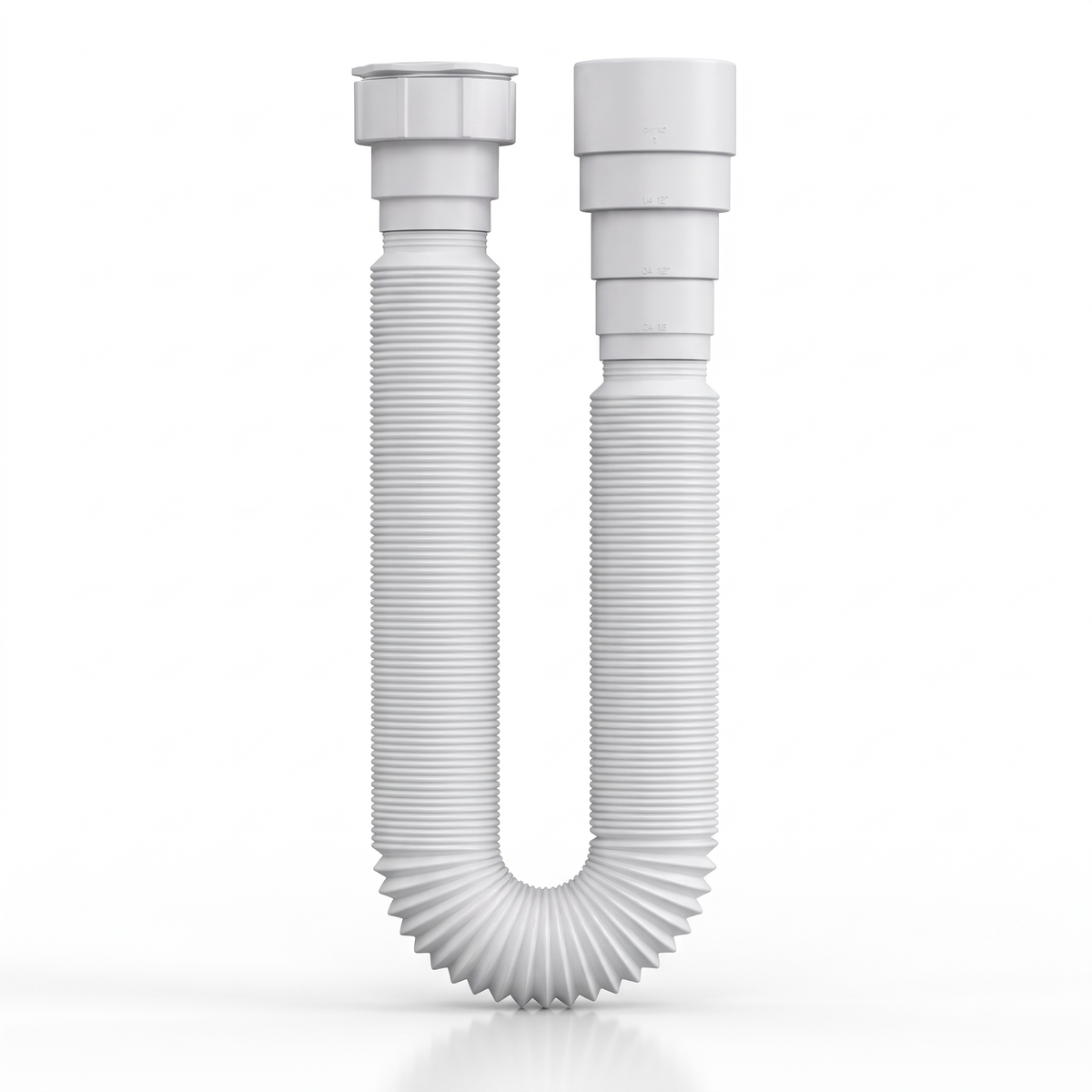 Sifão extensível universal Plastilit branco, para ligar pias e lavatórios à rede de esgoto.