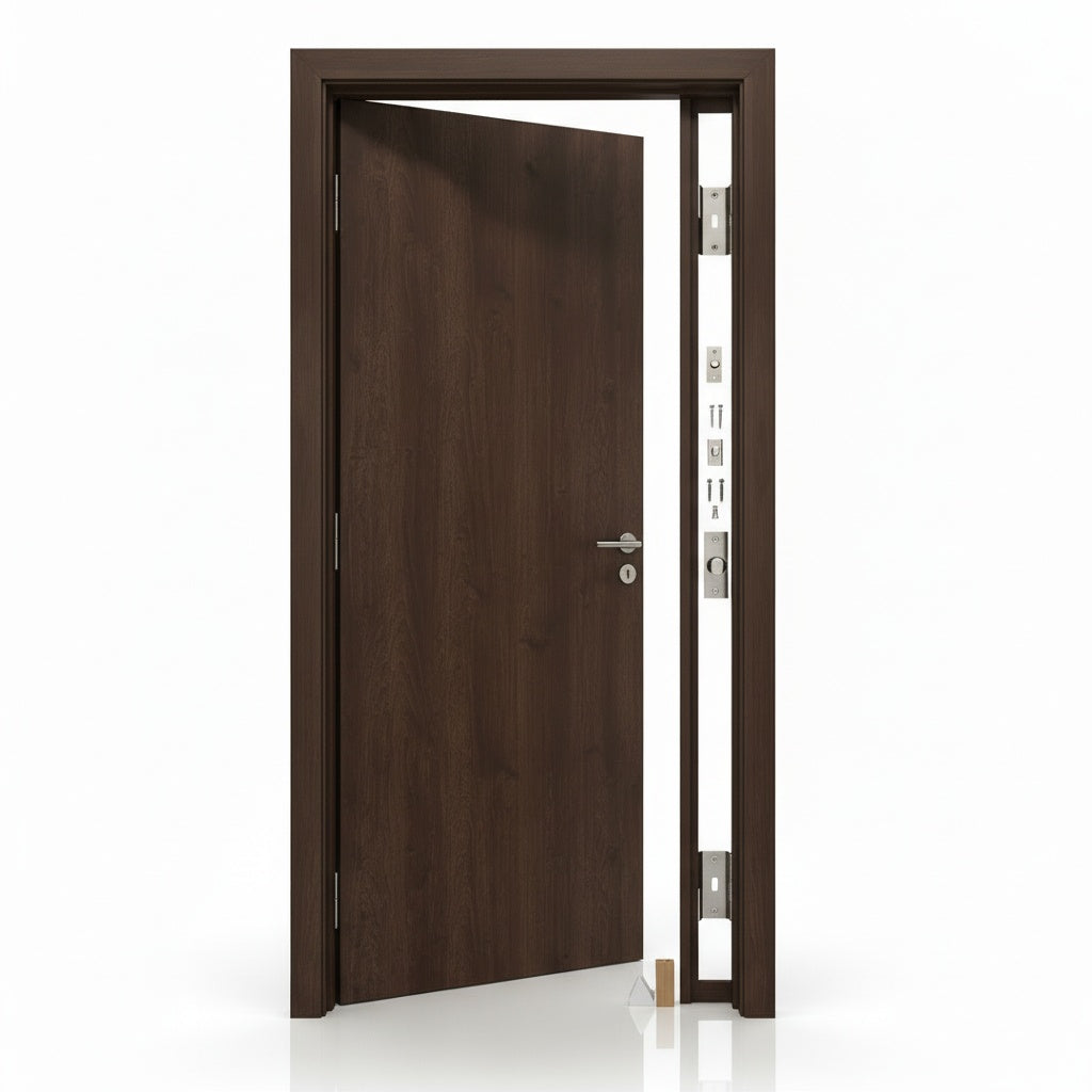 Kit Porta Pronta Interna de Madeira Imbuia | Regulável 3 CM