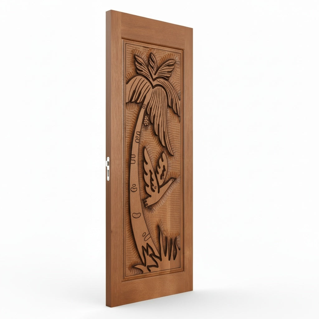 Porta Externa de Madeira Cedro Alagoano Entalhada | Ref 125 | Com Selador