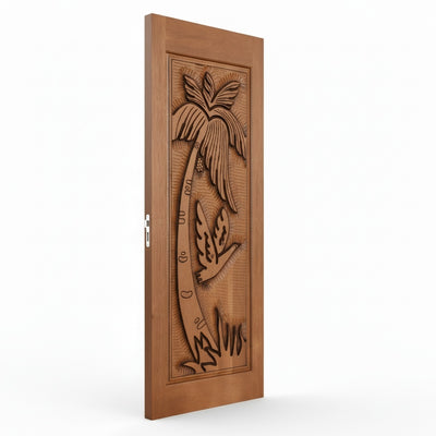 Porta Externa de Madeira Cedro Alagoano Entalhada | Ref 125 | Com Selador