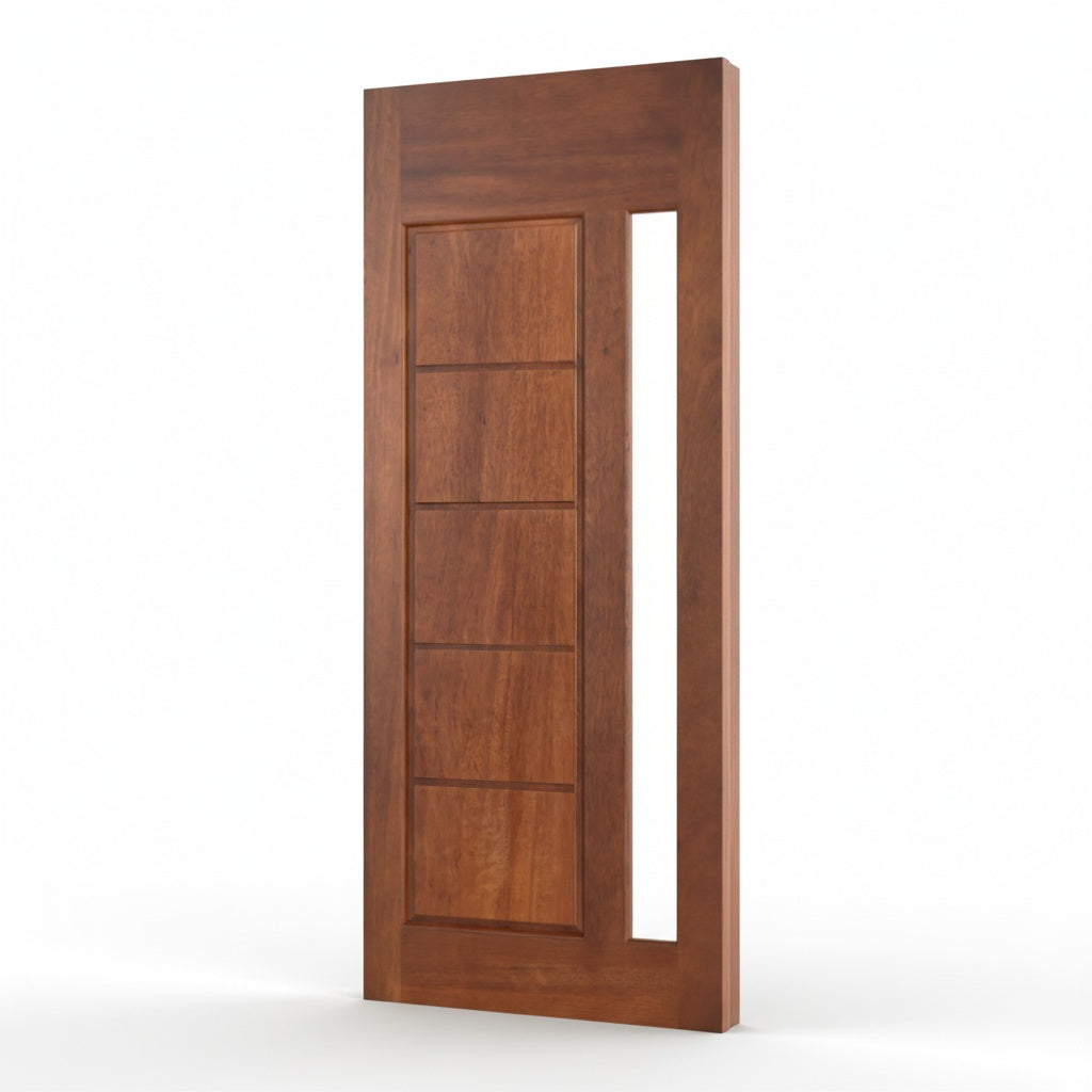 Porta Externa de Madeira Cedro Alagoano | Ref 31 | Vidro Reto | Com Selador