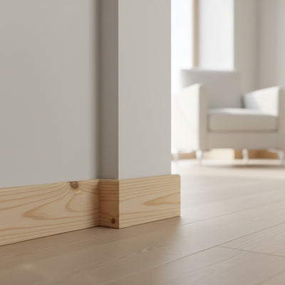 Rodapé de Madeira Pinus Sem Friso | 6 CM | Barra 2,50 M