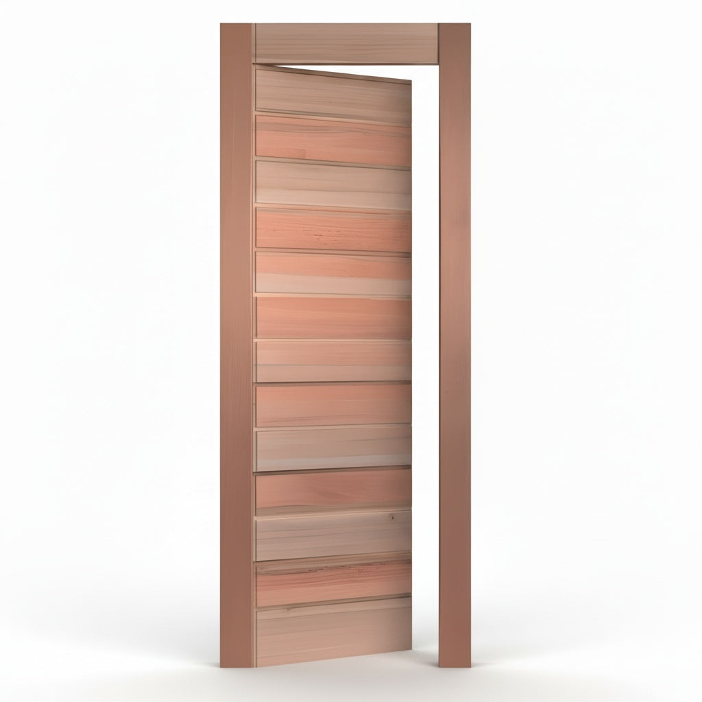 Porta Externa de Madeira Eucalipto Fingada | Ref 35 | Natural