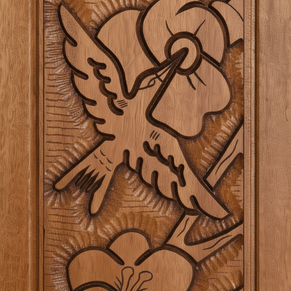 Porta Externa de Madeira Cedro Alagoano Entalhada | Ref 110 | Com Selador