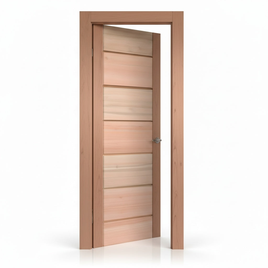 Porta Externa de Madeira Eucalipto Fingada | Ref 32 | Natural