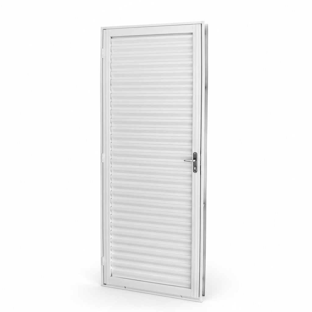 Porta com Caixilho de Aço Branco Laminado Reforçado | 215 X 6,5 CM