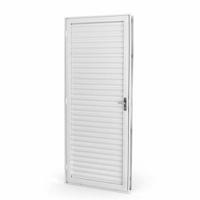 Porta com Caixilho de Aço Branco Laminado Reforçado | 215 X 6,5 CM