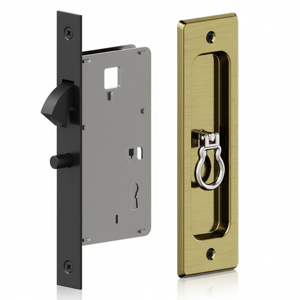 Fechadura para Porta de Correr | Concha Bico de Papagaio | Inox