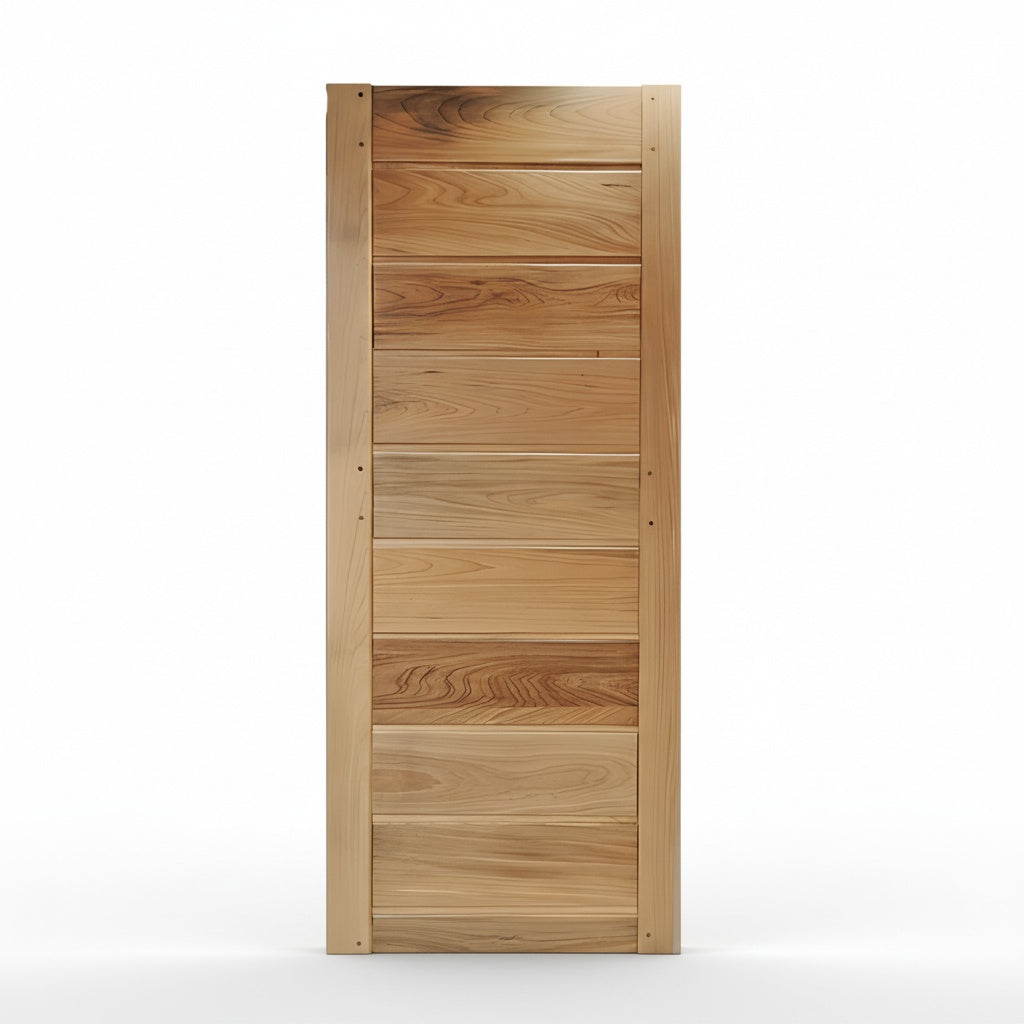 Porta Externa de Madeira Pau Brasil Tauari | Ref 32 Pop | 10 Faixas | Natural