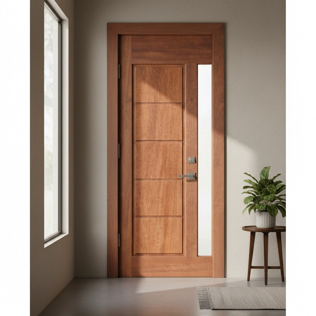 Porta Externa de Madeira Cedro Alagoano | Ref 31 | Vidro Reto | Com Selador