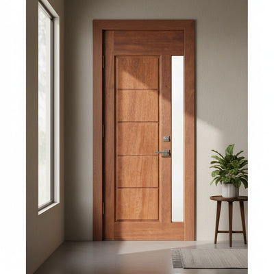 Porta Externa de Madeira Cedro Alagoano | Ref 31 | Vidro Reto | Com Selador