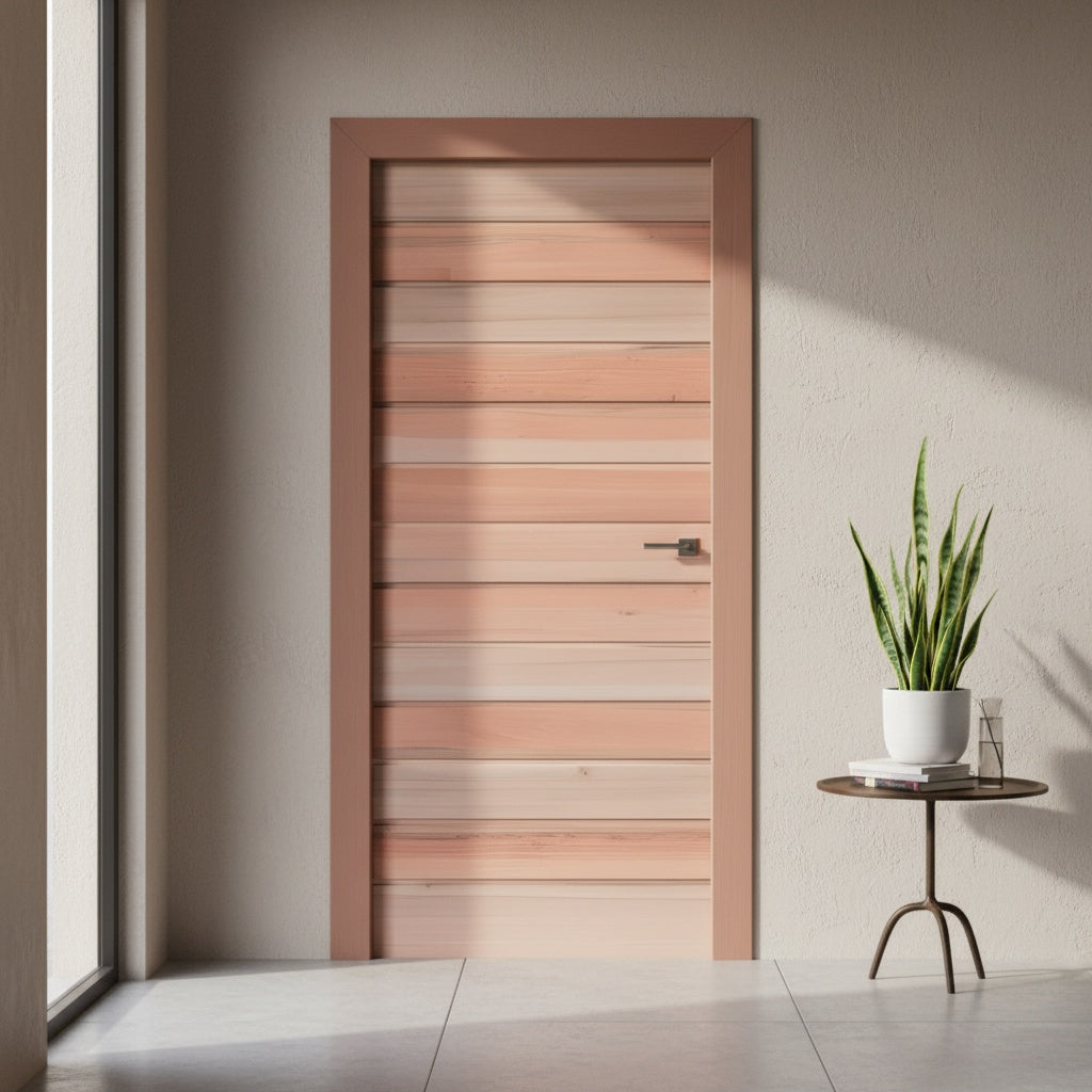 Porta Externa de Madeira Eucalipto Fingada | Ref 35 | Natural