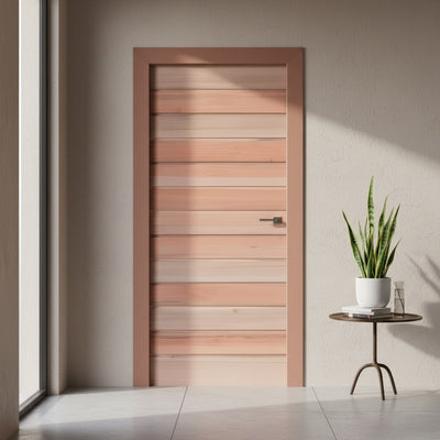 Porta Externa de Madeira Eucalipto Fingada | Ref 35 | Natural