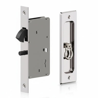 Fechadura para Porta de Correr | Concha Bico de Papagaio | Inox