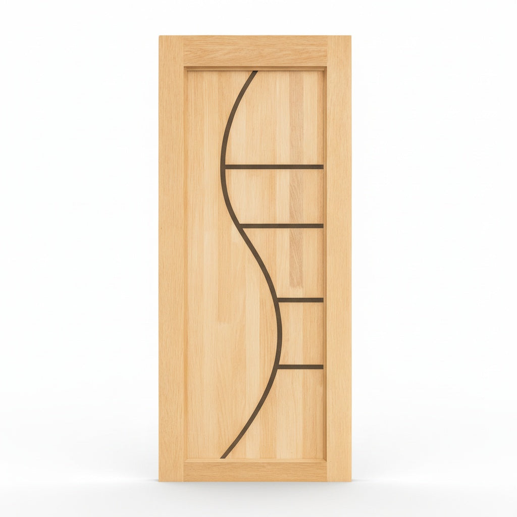 Porta Externa de Madeira Eucalipto Fingada | Ref 96 | Natural
